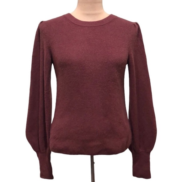 Madewell Baybrook Sweater Size Small Red Lantern Sleeve Pullover - Picture 1 of 11